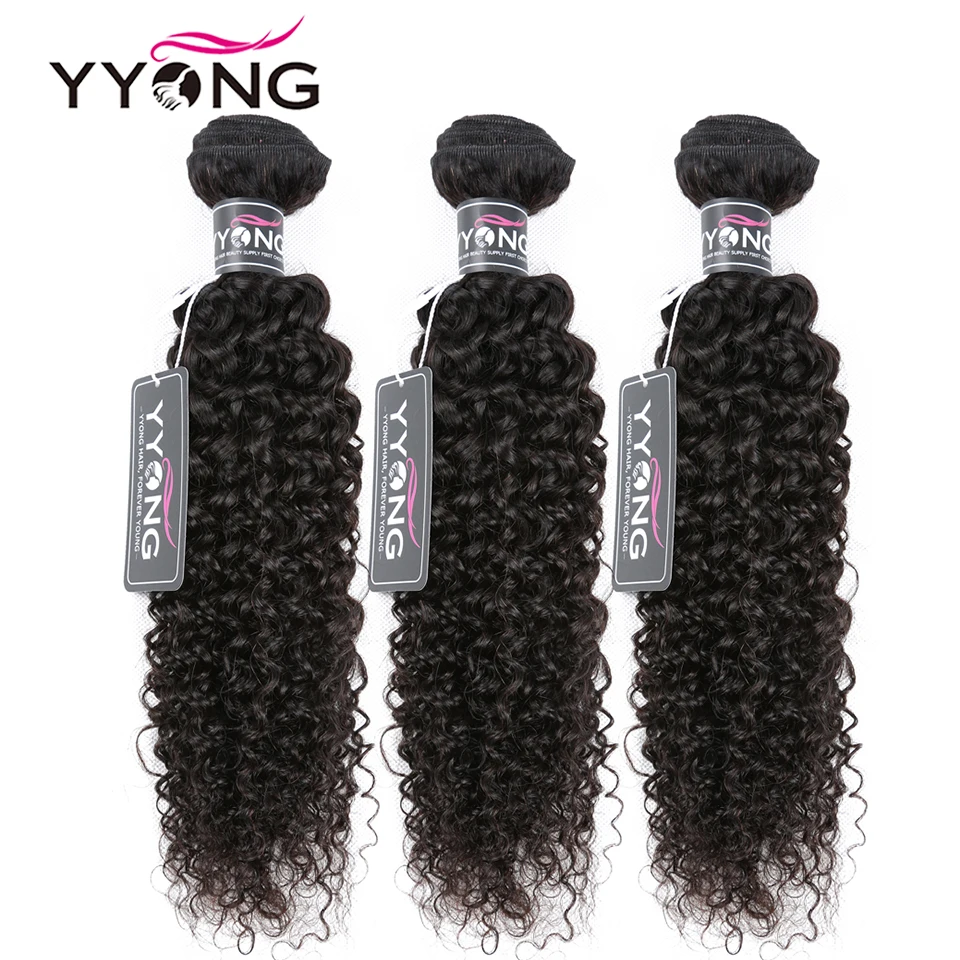 

Yyong Brazilian Kinky Curly 100% Human Hair Weave Bundles Remy Hair Weaving 3 Pcs/Lot Natural Color 8-26 Hair Extension Deals