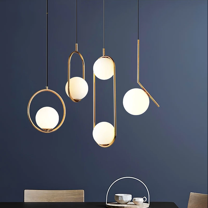 Скандинавские светодиодные стеклянные шаровые подвесные светильники