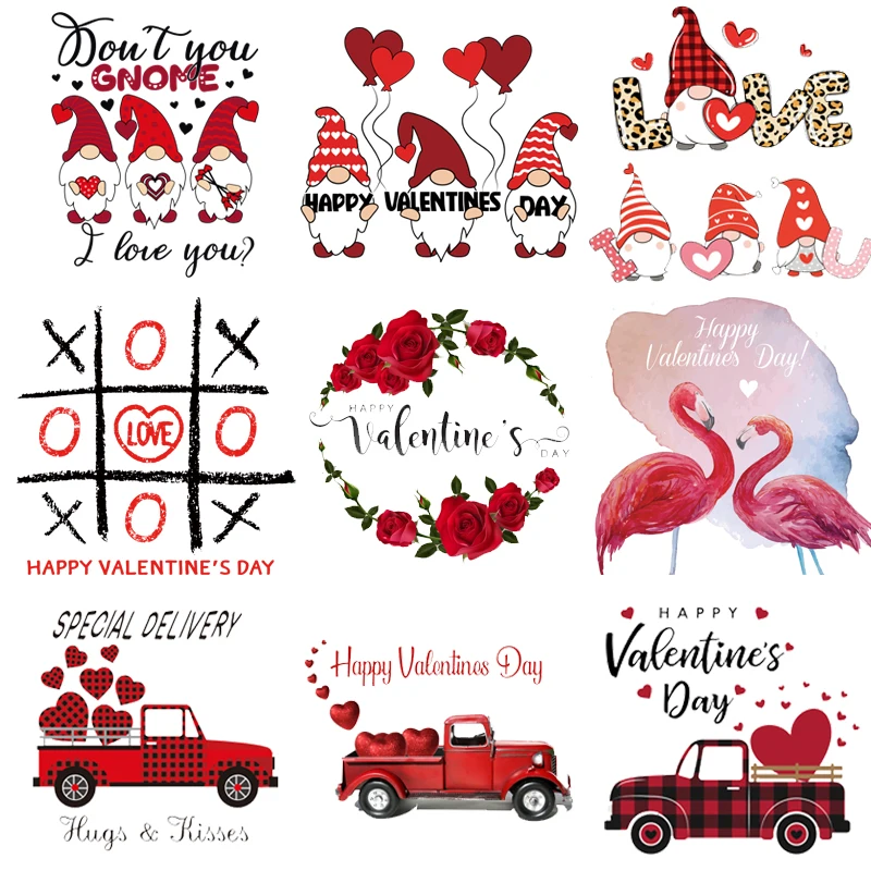 Valentine&#39s Day Clothes Stickers Iron On Transfers For Jeans Sticker Heat Press Appliqued Diy Lovers T-Shirt Hoodies Patch