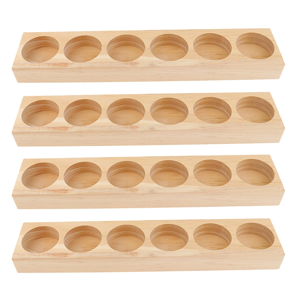 

4pcs Wood Essential Oil Massage Oil Perfume Cosmetic Display Storage Rack Holder for 15ml Bottles Vial Container