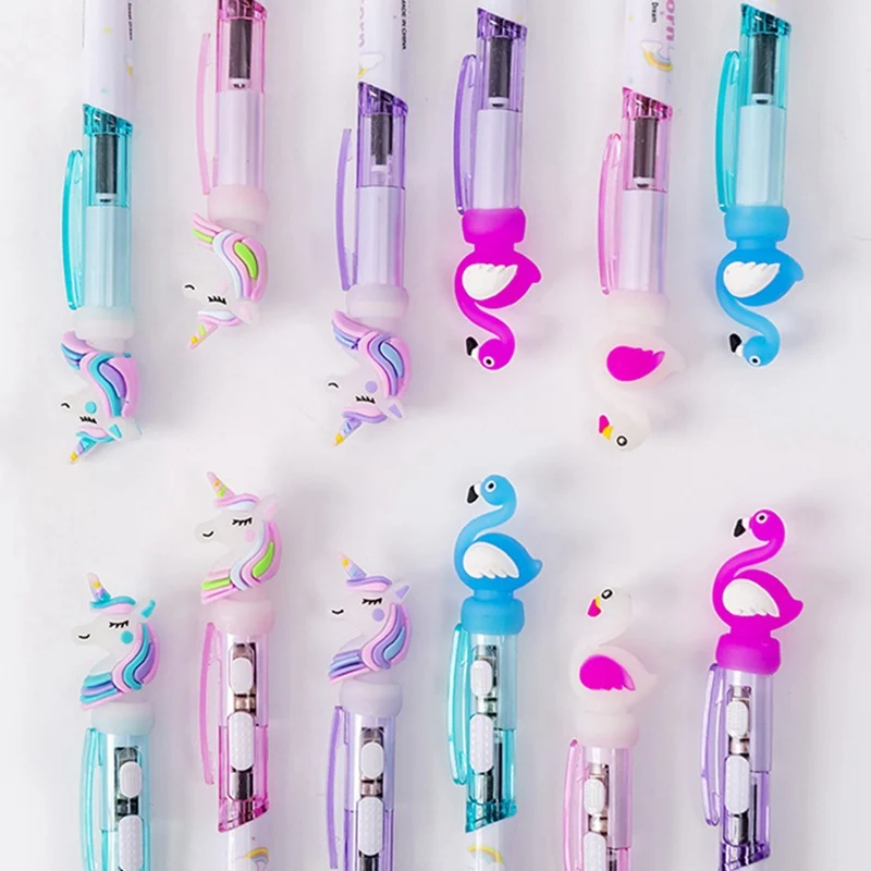 

1Pcs Cute Unicorn Flamingos Ballpoint Pen Creative LED Lights Glowing Ballpoint Pen Student Writing Pen Office School Supplies