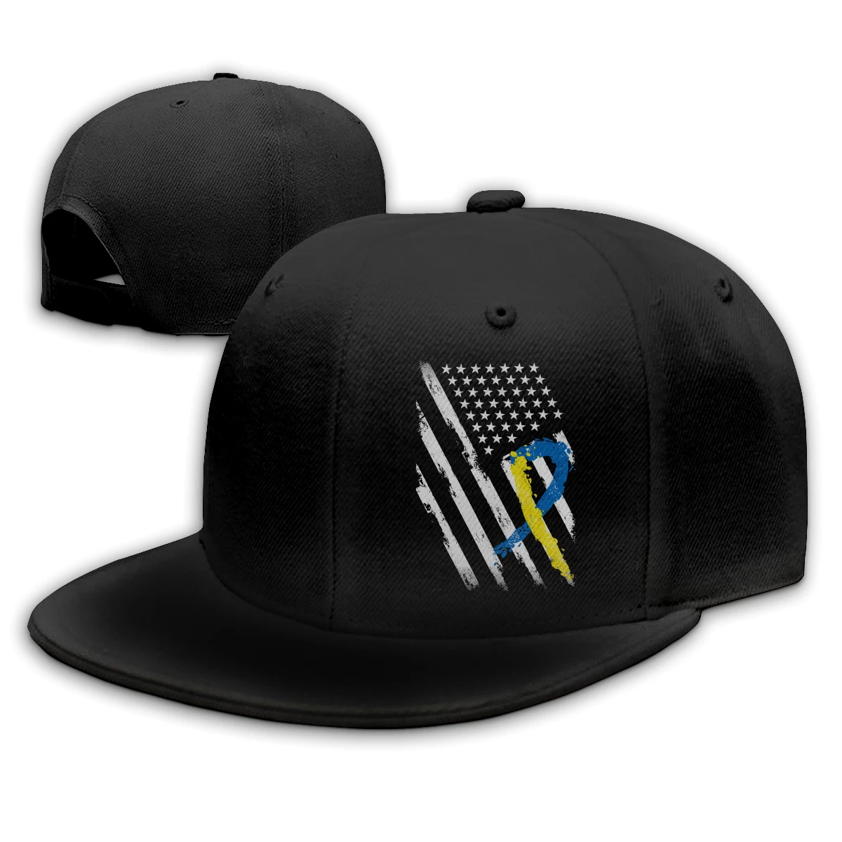 

American Flag Down Syndrome Awareness T man woman's Fashionable breathable Hip hop caps