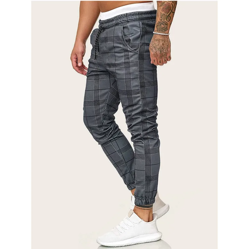Брюки мужские спортивные в полоску облегающие штаны с эластичным поясом для