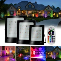 led floodlight 30w 50w 100w 200w rgb 16 colors led spotlight with remote control outdoor waterproof reflector garden light 220v