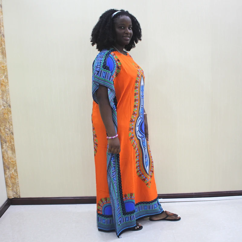 Повседневное оранжевое платье с короткими рукавами и принтом женское Свободное