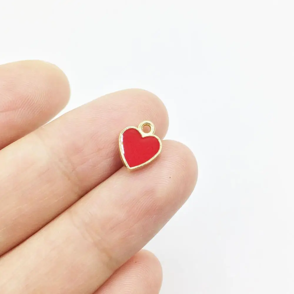 Eruifa 10 шт. 8 мм красная эпоксидная Милая крошечная подвеска в форме сердца из