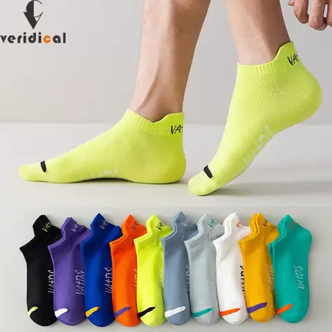 Носки мужские ярких цветов из хлопка, дышащие спортивные невидимые носки-дезодорирующие, для путешествий, езды на велосипеде, бега