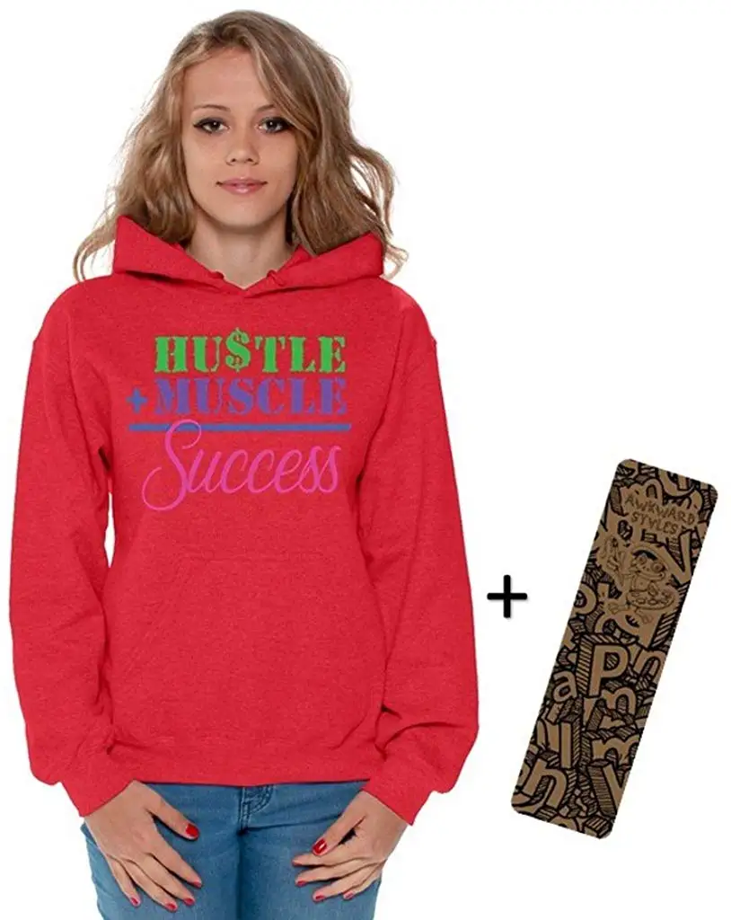 Awkwardstyles Женская толстовка с неоновым капюшоном и надписью Hustle Muscle Success + унисекс