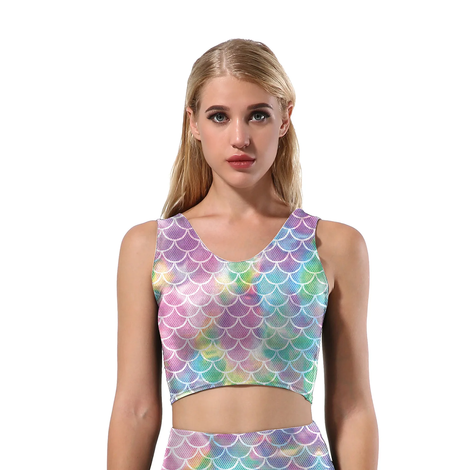 

New Sexy Mermaid 3D Prints Elastic Fitness Gym Sport Workout Leggings Tanks Camis Tops Yoga Pants Two Piece Sets For Women Girls