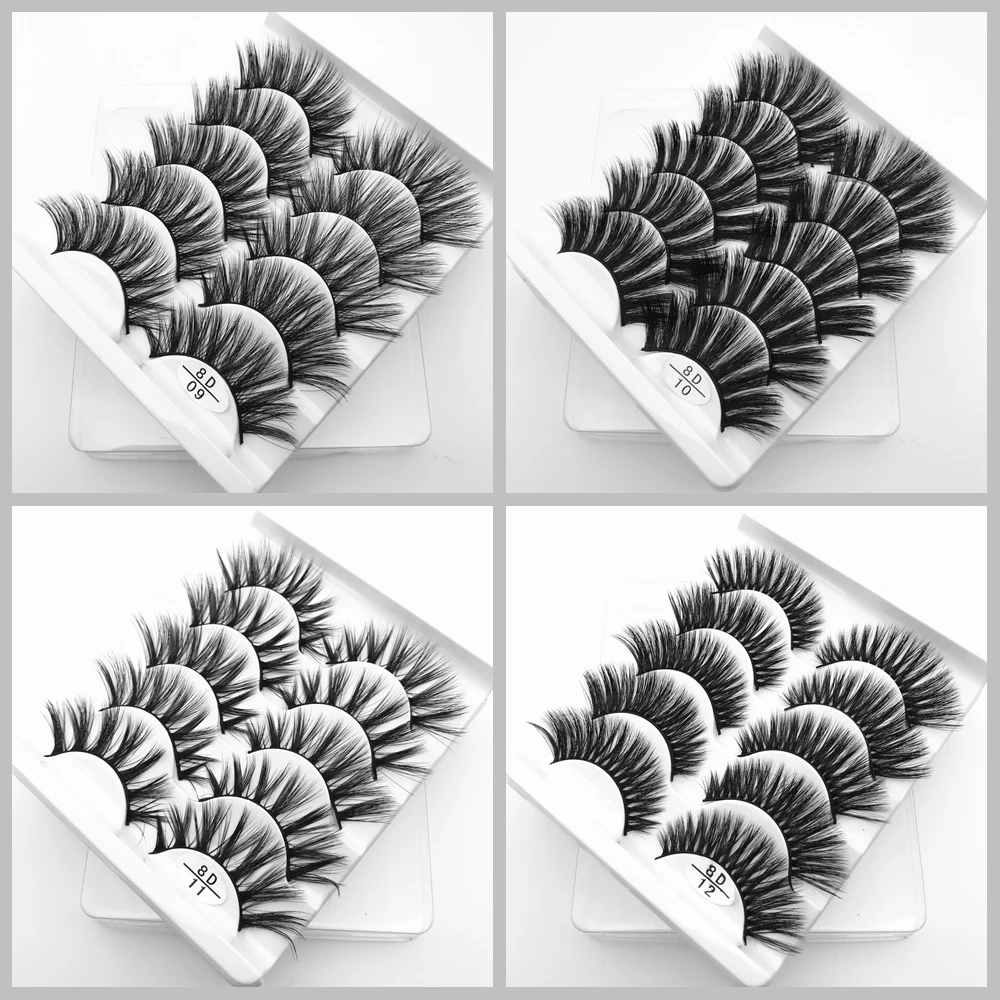 

5Pairs 8D Mink Hair False Eyelashes Natural/Thick Long Eye Lashes Wispy Makeup Beauty Extension Tools