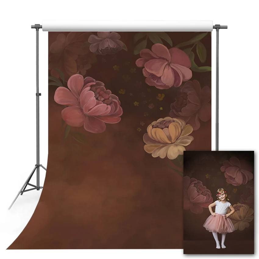 

Avezano Floral Texture Photography Backgrounds Children Portrait Flowers Brown Wedding Baby Shower Backdrop For Photo Studio