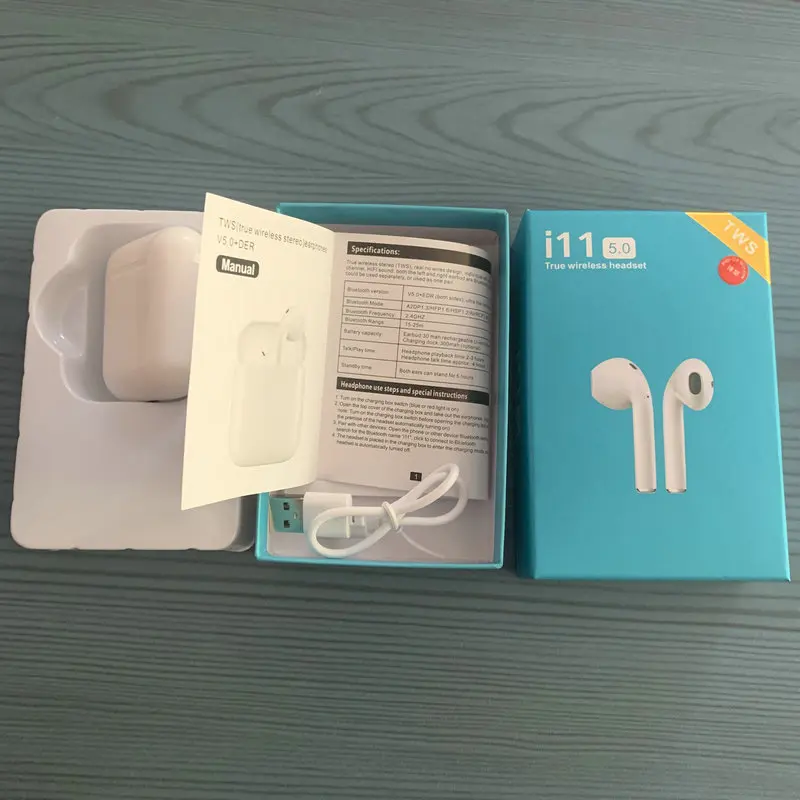 I11 TWS, беспроводные Bluetooth наушники, наушники с близнецами, Мини наушники для i11 5,0, сенсорная синяя коробка