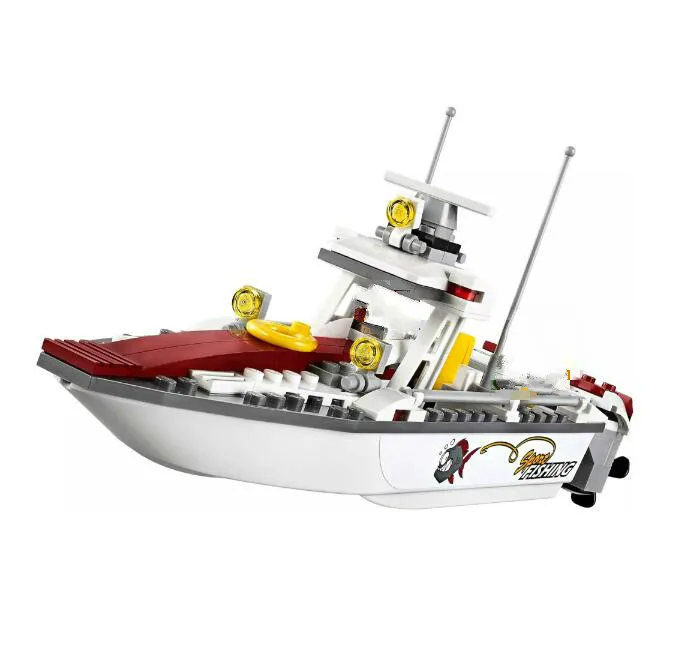 10646 город рыболовная лодка спиннинговые пропеллеры Angler фигура строительный блок