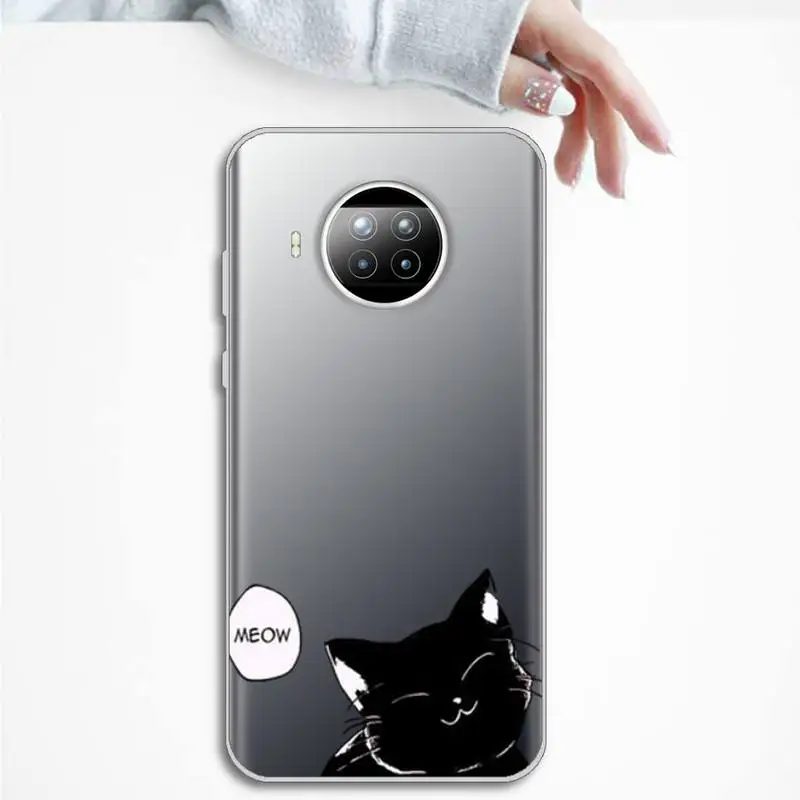 

Cute kitten funny Phone Case Transparent for Samsung A71 S9 10 20 HUAWEI p30 40 honor 10i 8x xiaomi note 8 Pro 10t 11