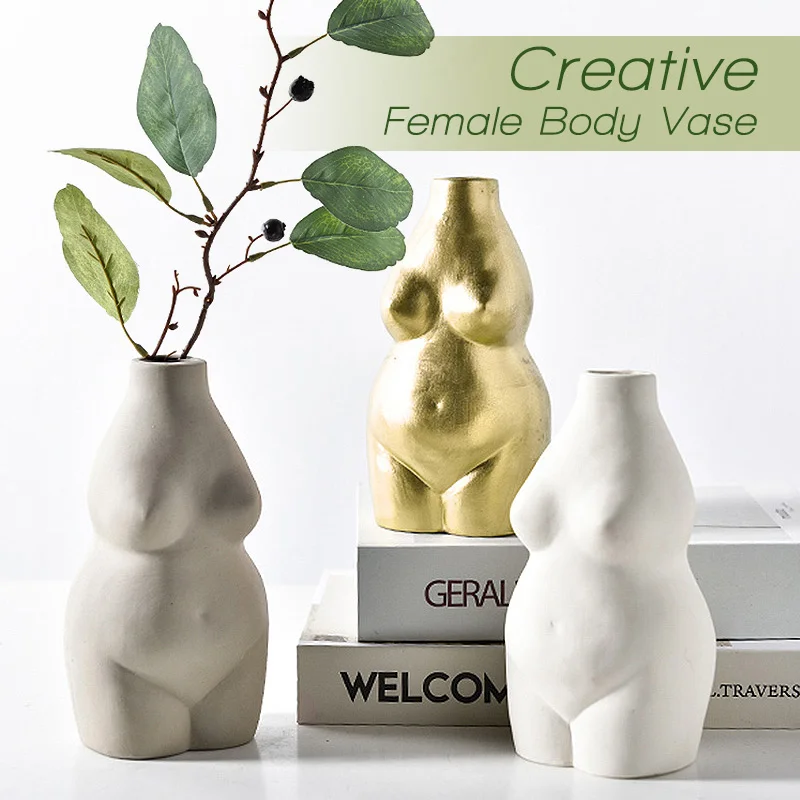 Керамическая ваза для тела статуя Цветочная вставка украшения из матового