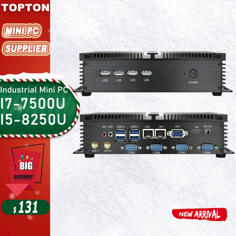 Topton G серия промышленный мини-ПК без вентилятора Win10 Intel i7 i5 i3 2955U 2* Intel Lans 6* COM USB микро компьютер Linux 4G WiFi HDMI