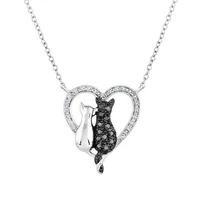 charm original solid silver plated luxury crystal sweet cat pendant chain necklace for women jewelry gifts