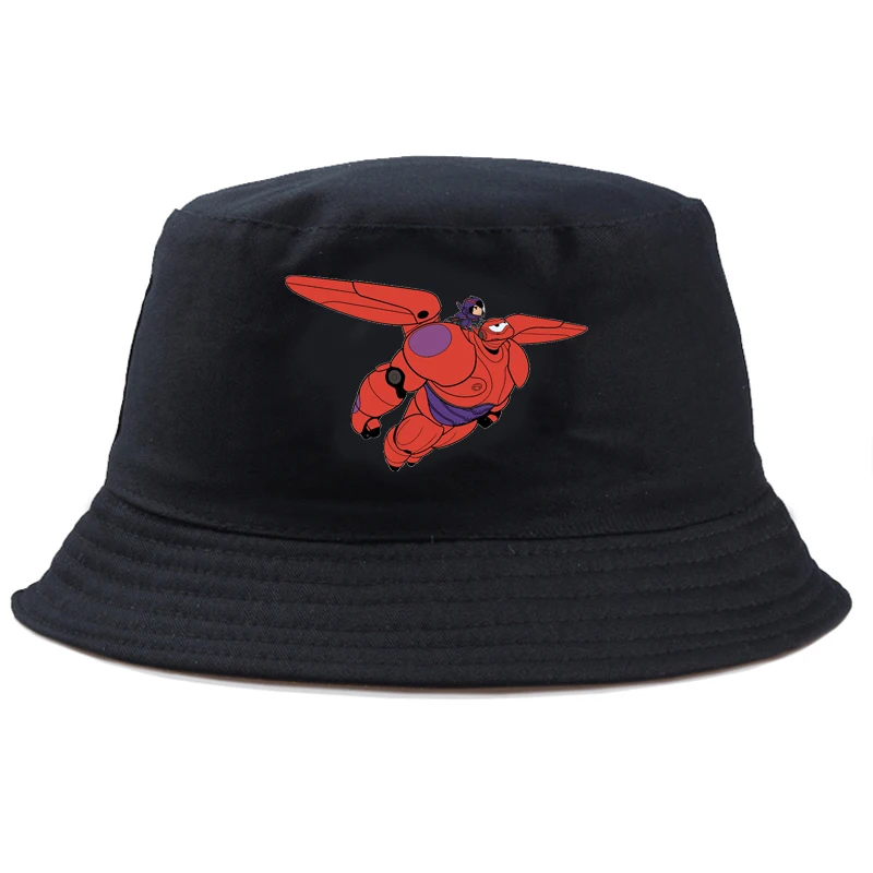 

Disney Big Hero Casual Fashion Cartoon Beach Hat Harajuku Style Girl Boy Outdoor Reversible Street Panama Classic Brand Printing