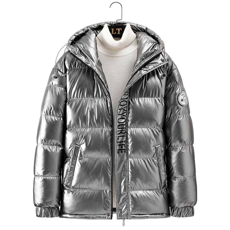 (M-4XL) Мужская зимняя короткая свободная утепленная куртка с надписью новая модная