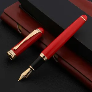 Jinhao 750 перьевая ручка, металлическая, китайская, красная, золотая, изгиб, чернила, канцелярские принадлежности, школьные письменные принадлежности новинка