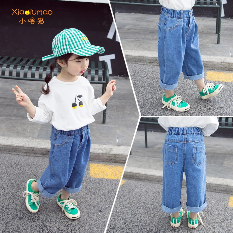 Джинсы для девочек джинсы детей штаны школьные брюки джинсовые маленьких одежда