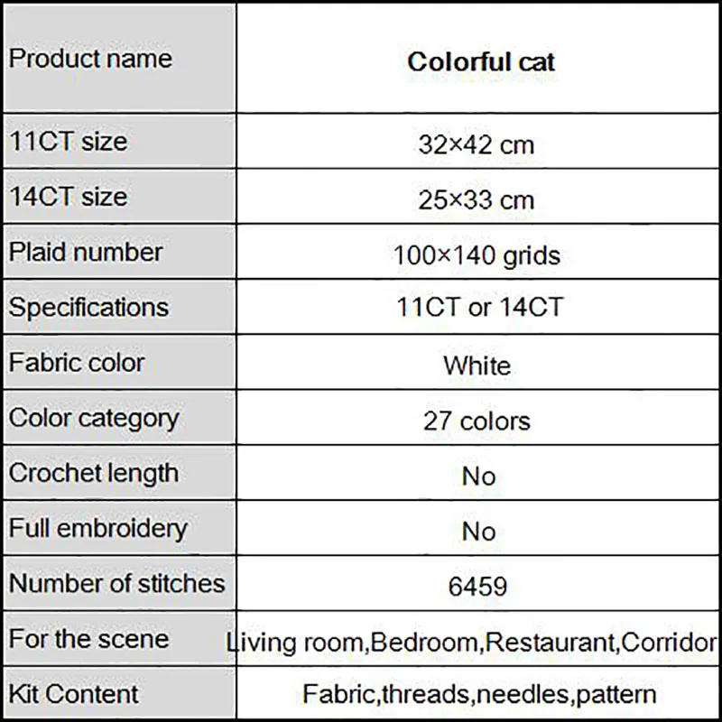 Набор для вышивки крестиком Joy Sunday с красочным мультяшным рисунком кошки DMC 14CT на