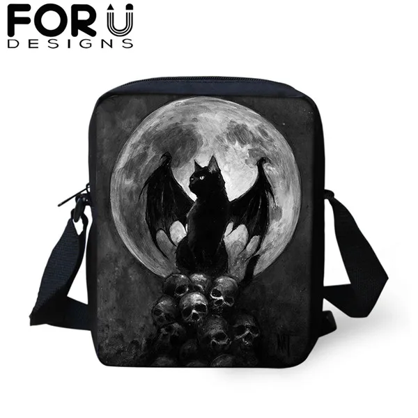 FORUDESIGNS/готический Черная кошка школьные сумки 3 шт./компл. для девочек и мальчиков Повседневное 3D Для женщин рюкзак ортопедический рюкзак детская дорожная сумка для книг - Цвет: CDGX1391E