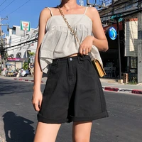 summer korean fashion high waist wide leg denim shorts loose harajuku blue shorts casual street jean shorts clothes for women