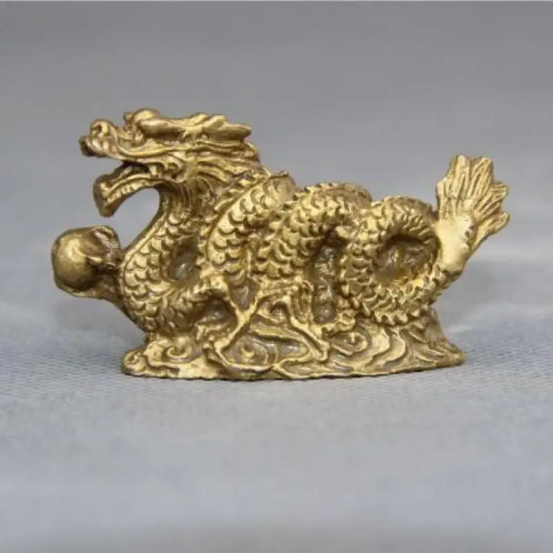 Китайский народный бронзовый медный стенд фэншуй год статуя зодиака Дракона