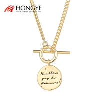 hongye vintage metal lettering choker necklaces for women geometric round pendant punk goth jewelry gift 2021