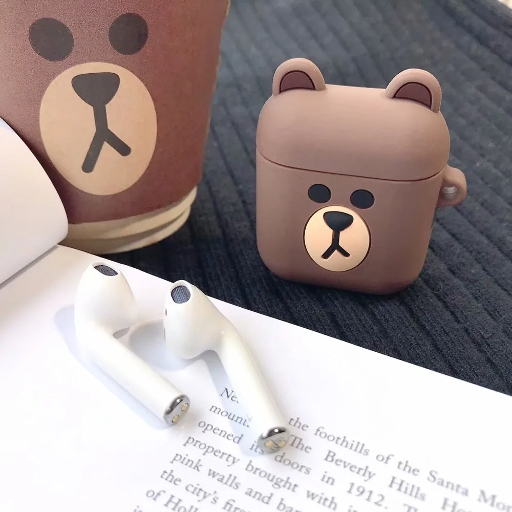 Чехол для Apple airpods чехол силиконовый чехол airpods чехол с брелок для ключей для Apple AirPods мультяшный наушник