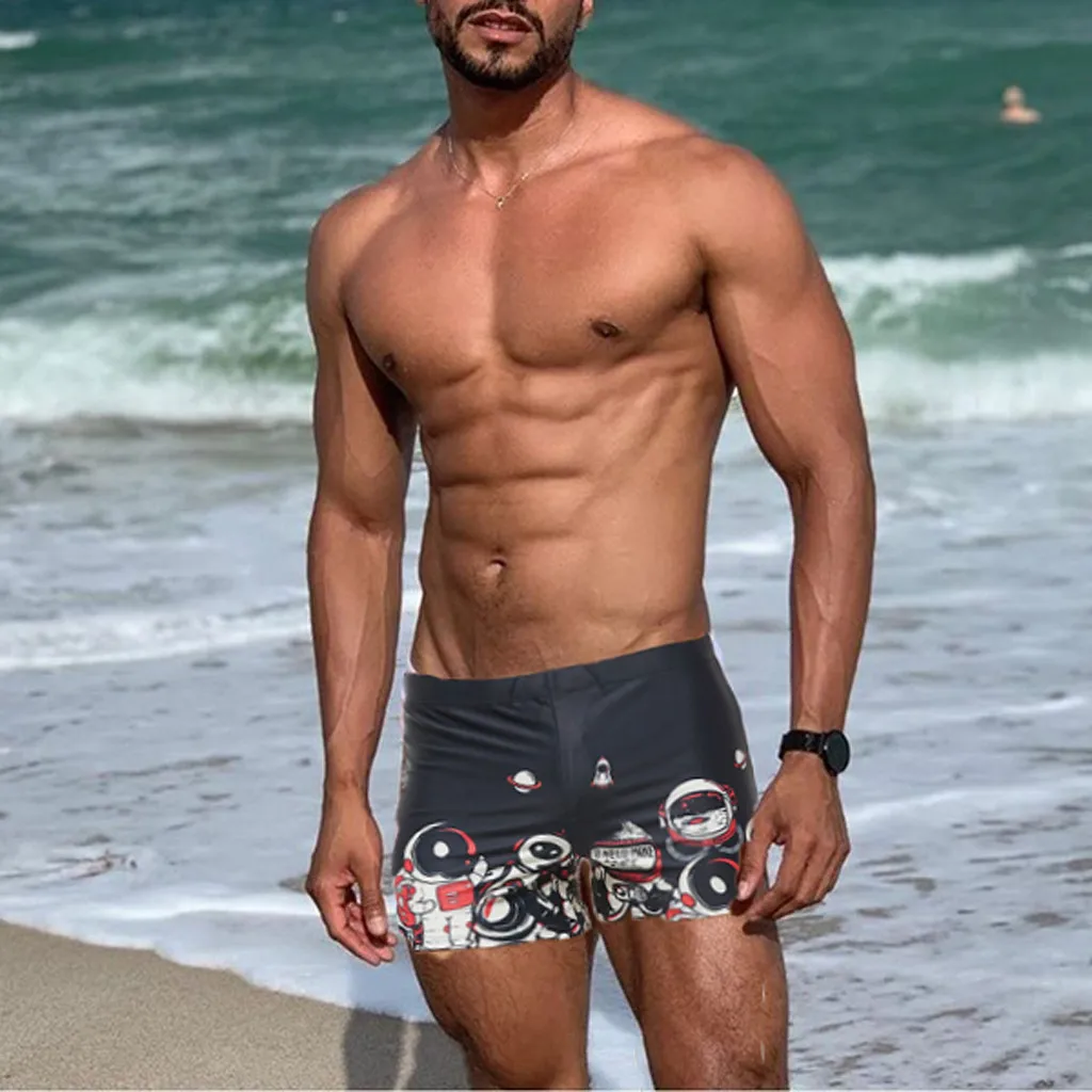 Быстросохнущие мужские плавки с принтом трусы-боксеры сексуальные дышащие