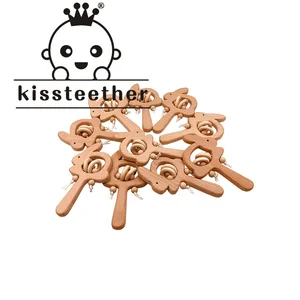 Kissteether Food Grade Deer Beech Wooden Teethers Baby Teether for Kids Children's Toys Diy Making W