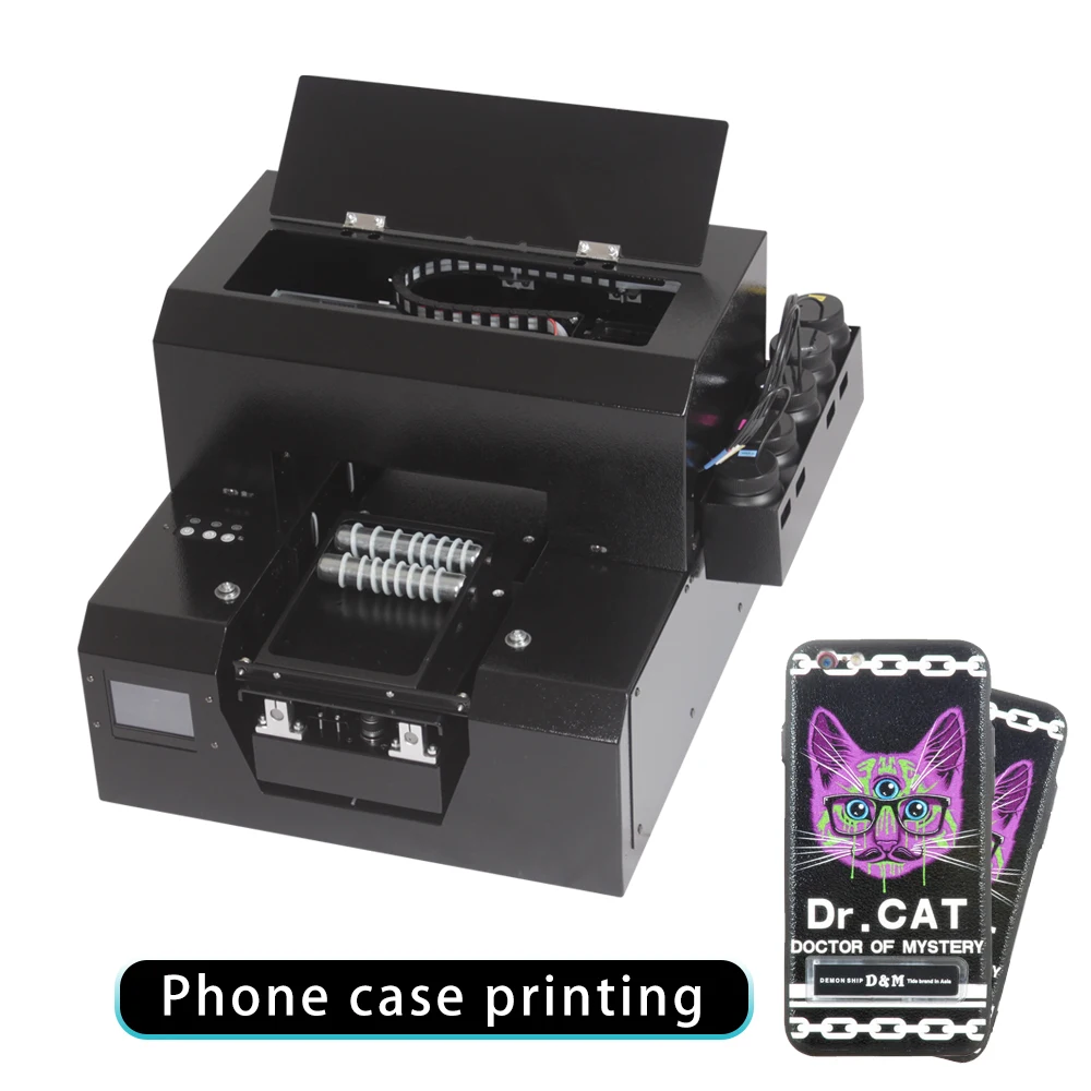

Fully automatic flatbed inkjet printer with roller holder for mobile phone case/photo/gift box/bag printing