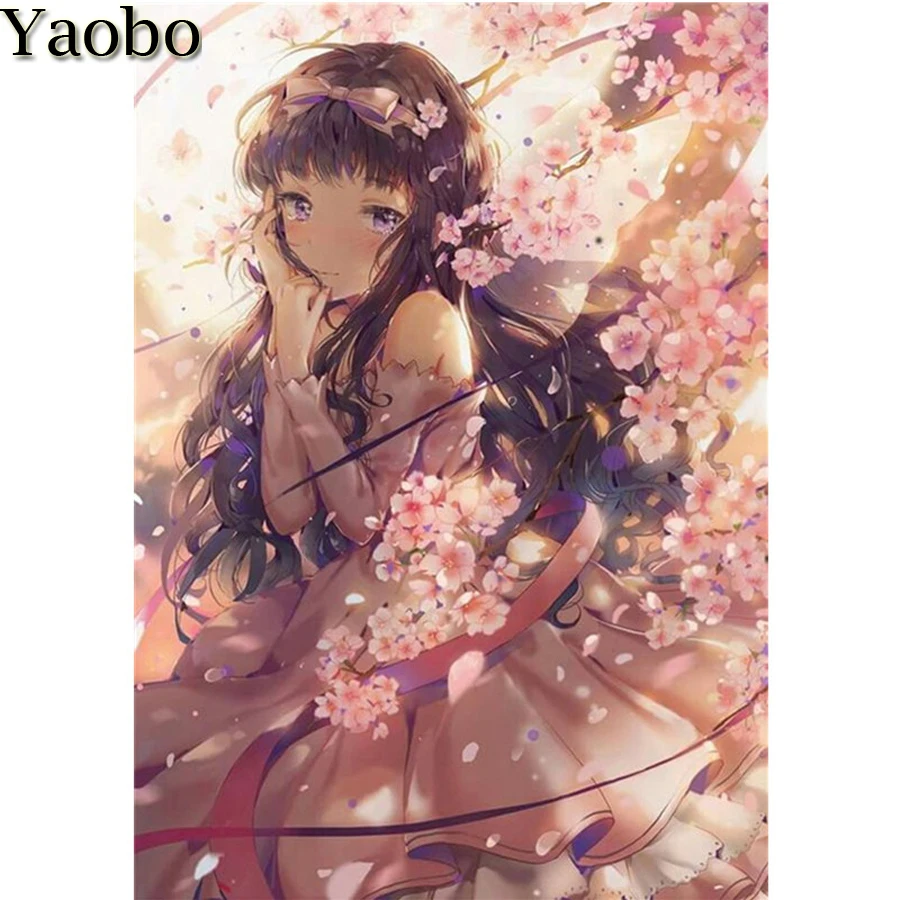 

Полная квадратная круглая 5D алмазная вышивка аниме девушка цветы сделай сам алмазная живопись вышивка крестиком Мозаика картина Стразы Декор