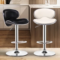 leisure bar chair modern simple rotating high stool fashion kitchen backrest dining chair height adjustable leather bar stool
