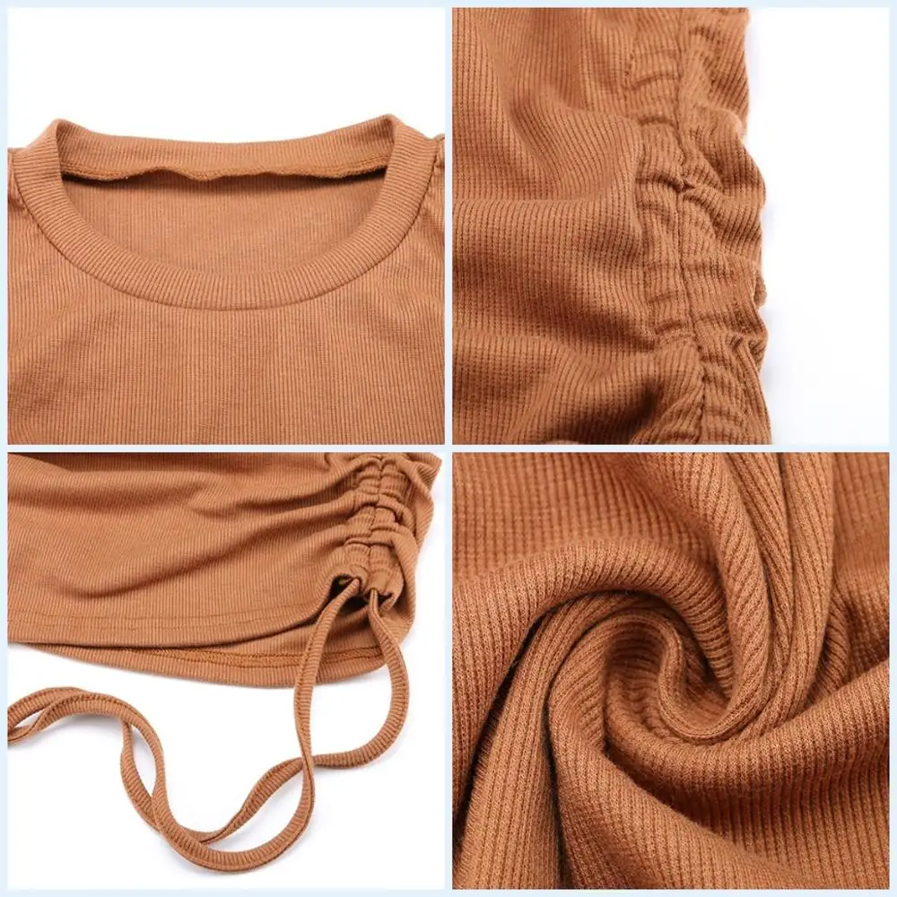 

Forefair Mini Bodycon Summer Tank Dress Women Drawstring Sexy Sleeveless Basic Party Outfits Club Dress 2021