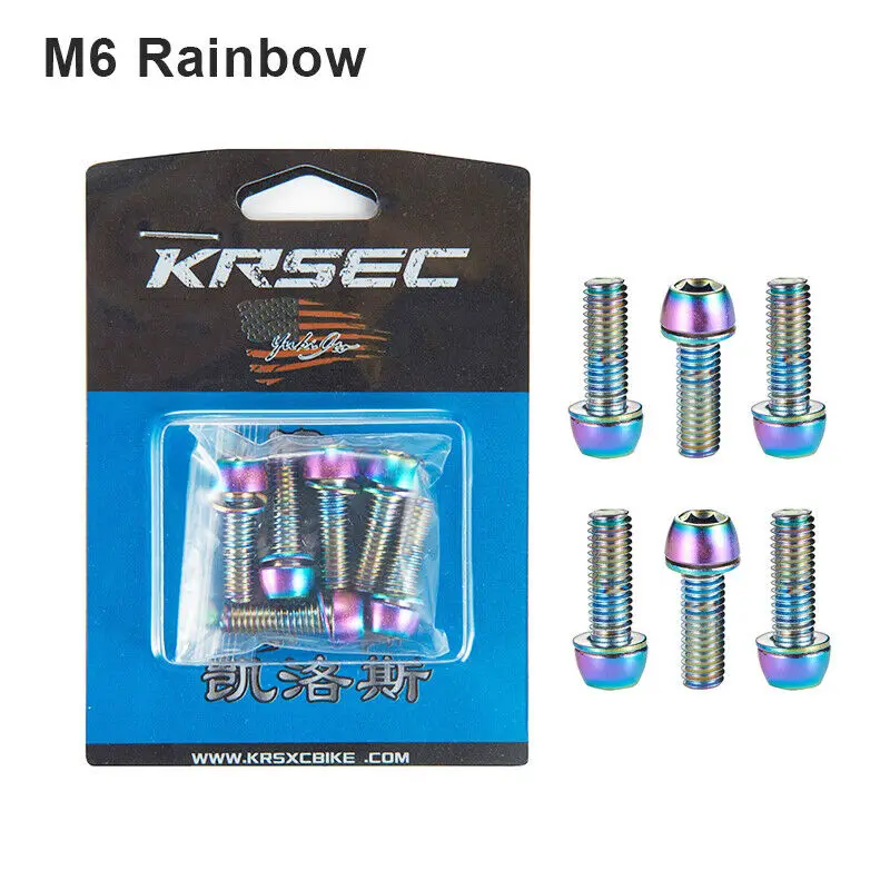 M6 Rainbow Титановый шток M5/M6 MTB велосипед титановый покрытый дорожный горный велосипедный руль из нержавеющей стали винт велосипедные аксессуары - Цвет: M6 Rainbow