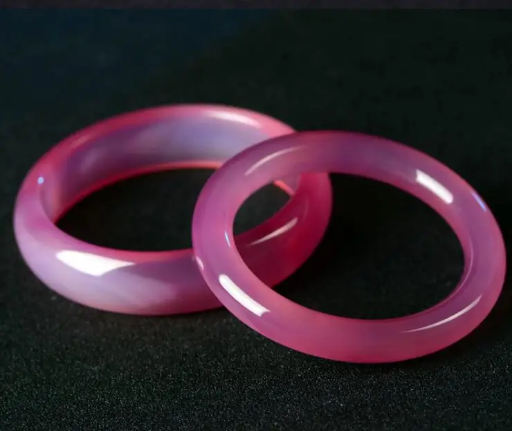 Изысканные ювелирные изделия чистый натуральный халцедон Розовая широкая