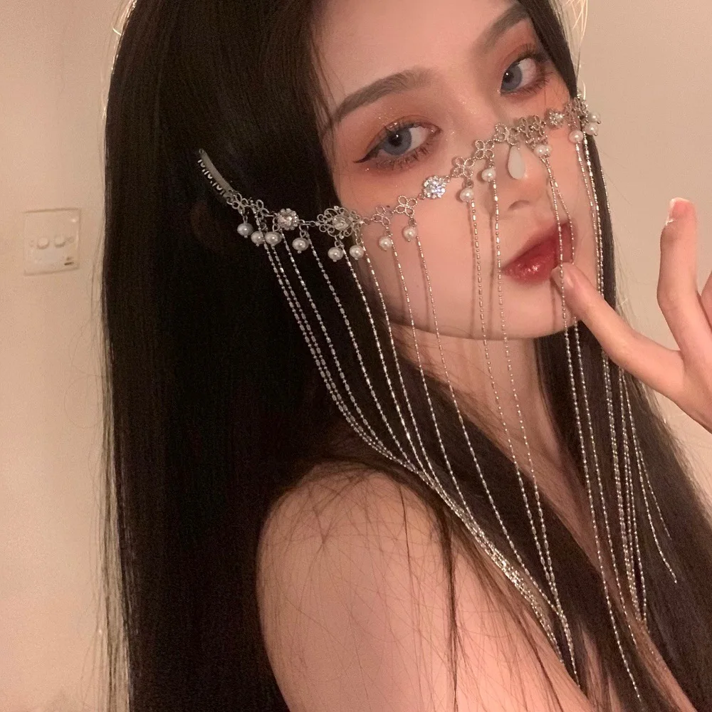 Фата принцессы с боковым зажимом и жемчугом кристаллами в форме капли воды