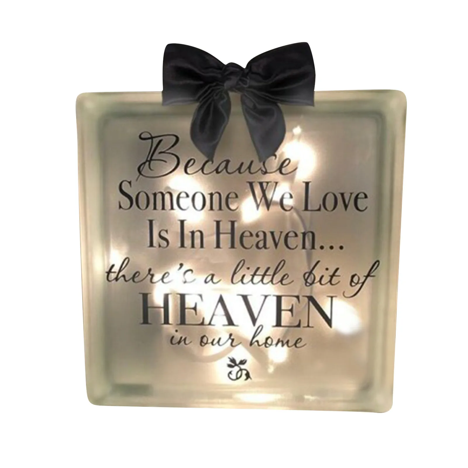 

Decorations Family Holiday Commemorative Decoratioluminous Memorial Blocks Square Bow Ornament #121