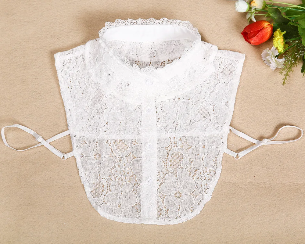 Linbaiway женские рубашки Съемная воротники для женщин размера плюс кружево стенд