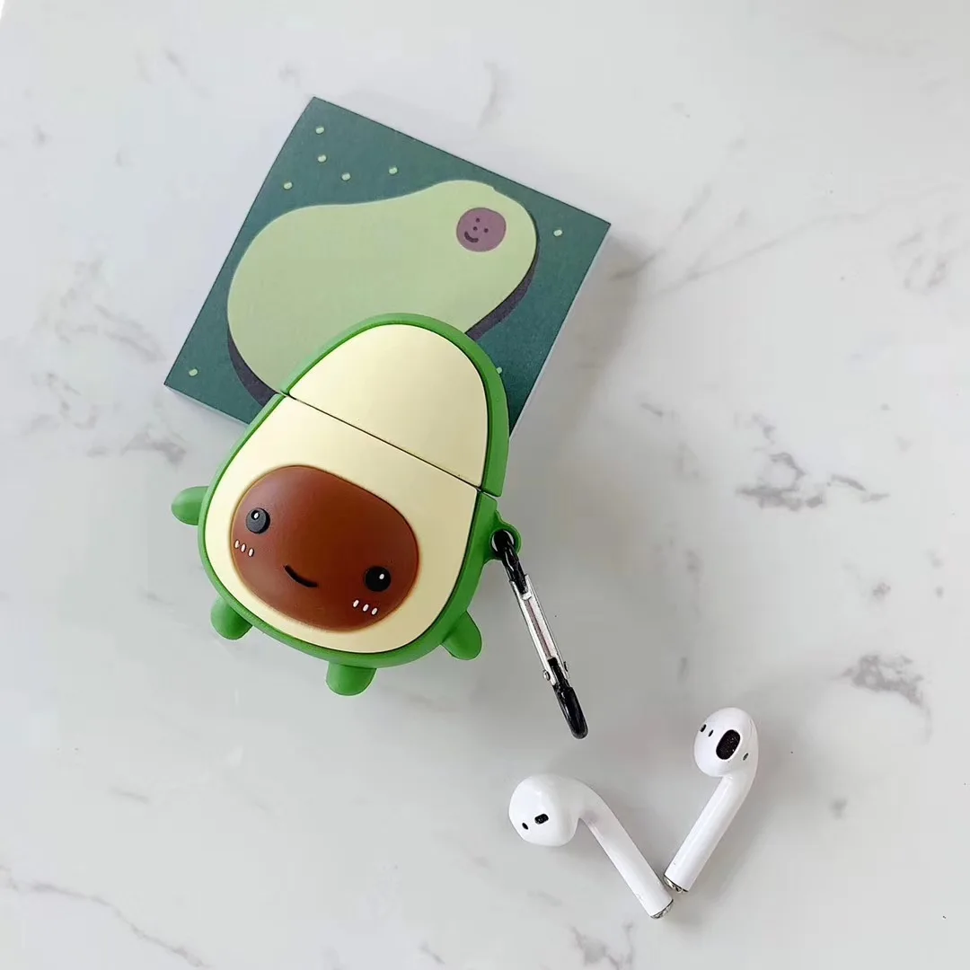 Чехол для наушников Airpods силиконовый чехол с милыми фруктами авокадо Apple 1/2