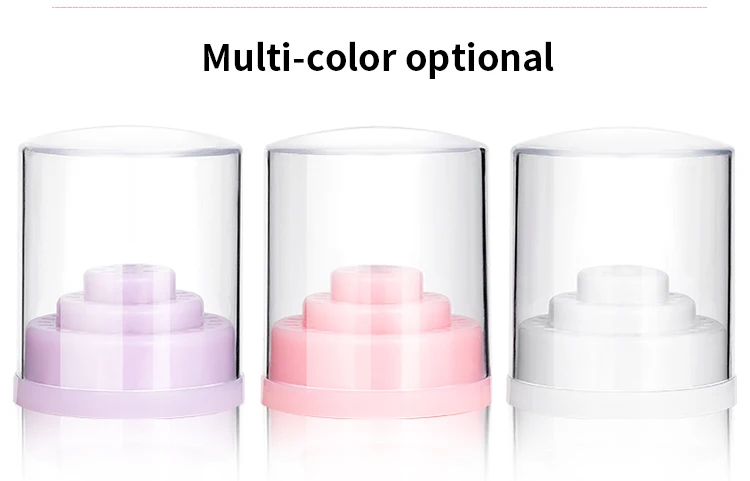 3 Colors 48 Holes Nail Art Drill Bits Empty Storage Box Holder Stand Display Container Manicure Accessories Acrylic Cover Tools