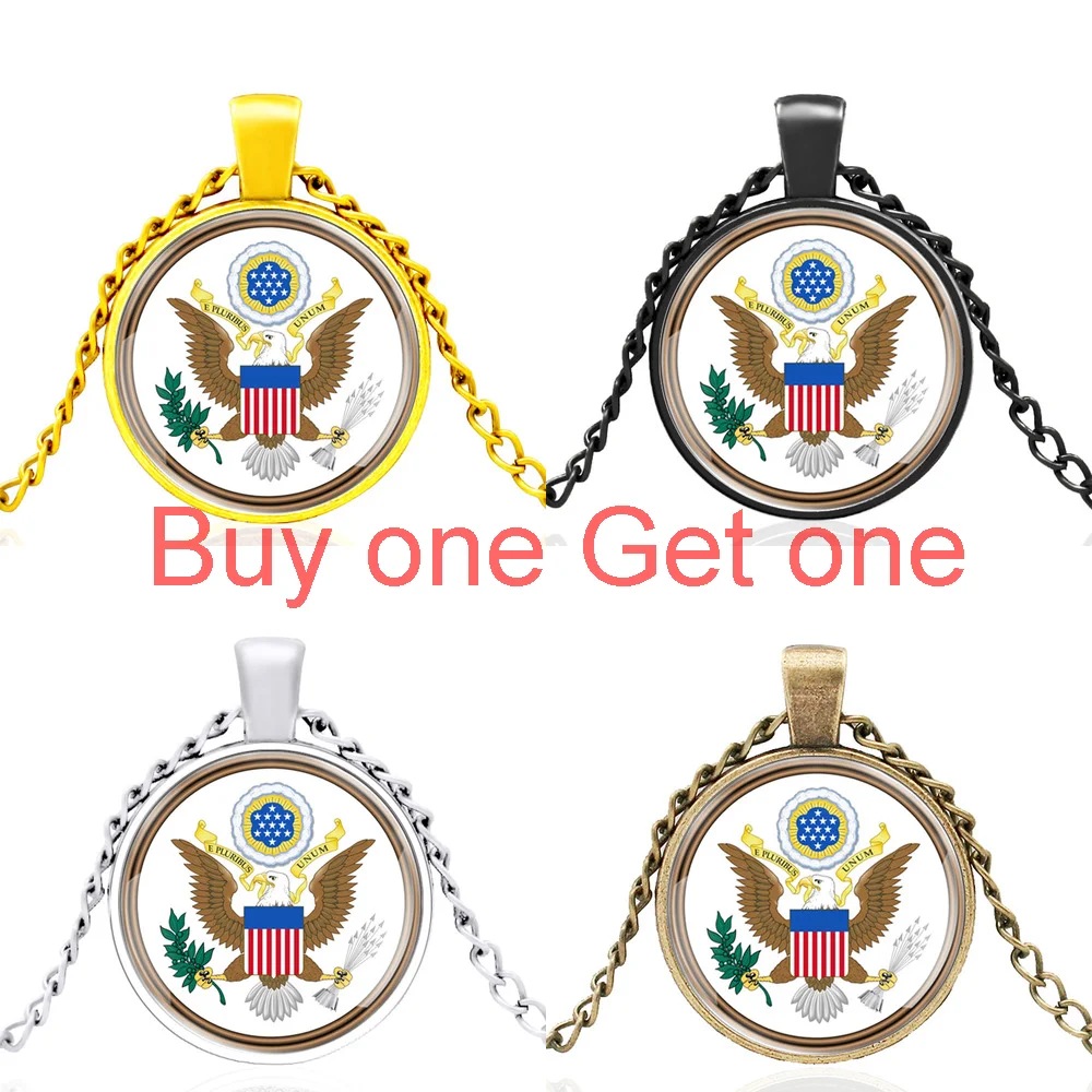 

Кулон с эмблемой США, классическое ожерелье со стеклянным куполом в США, Шарм для мужчин и женщин, аксессуары, ювелирные изделия в подарок