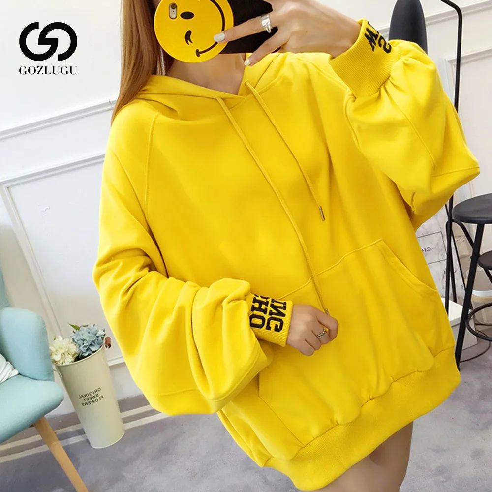 Новинка 2019 женская одежда Корейская толстовка тонкая желтая Свободная Женская |