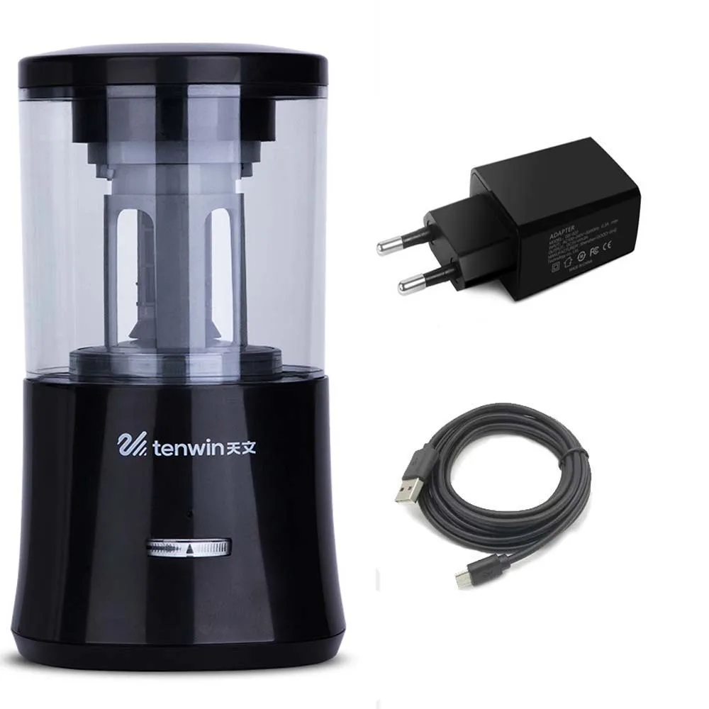 Black EU Adapter Tenwin электрическая точилка для карандашей сверхмощная перезаряжаемая для класса авто Стоп быстрая заточка в 3s школьные офисные канцелярские принадлежности - Цвет: Black EU Adapter