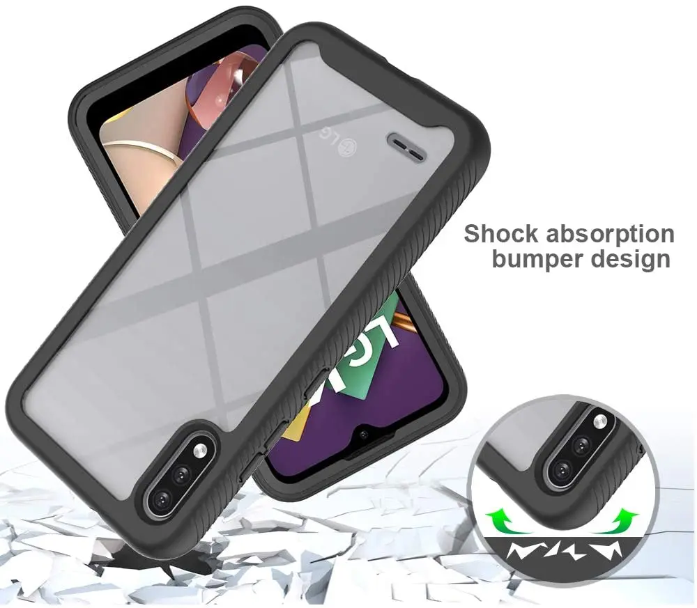 

Heavy Duty Protective Shockproof Bumper Hybrid Back Clear TPU Cover Phone Cases for LG K22 K32 K42 Stylo 6 7 Velvet (Black)