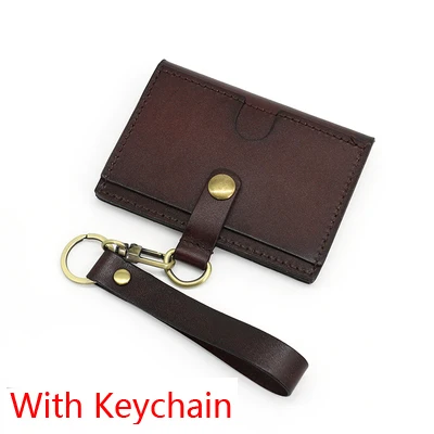 Coffee-Keychain Япония и Корея, мужской кошелек, первый слой, коровья кожа, водительские права, чехол для карт, женский, для шеи, ID, значок, автобус, карты, наборы, брелок - Цвет: Coffee-Keychain