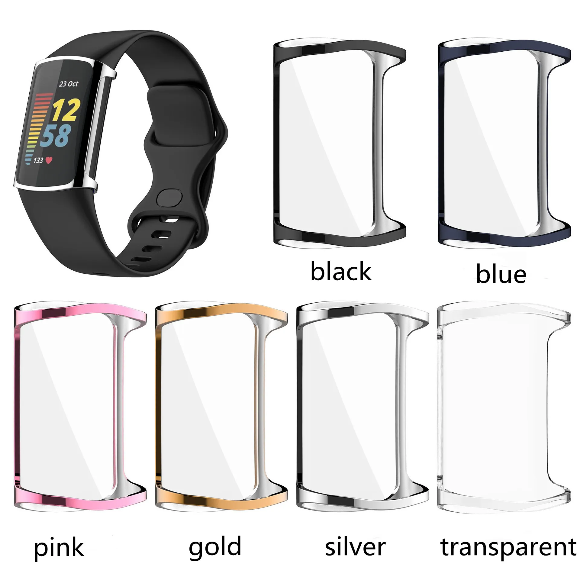 

protector For Fitbit Charge 5 Case TPU Silicone Protective Clear Case Cover Shell for Fitbit Charge5 Smartwatch Band Accessories